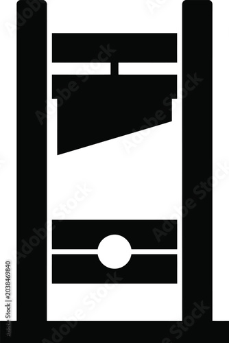 Fotografie Silhouette of a guillotine with a falling blade, representing historical execution and capital punishment in a solemn design