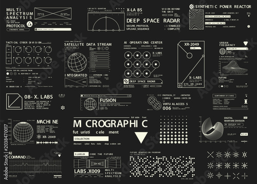 Set of Micrographic element Futuristic UI Cyber Futuristic technology Collection