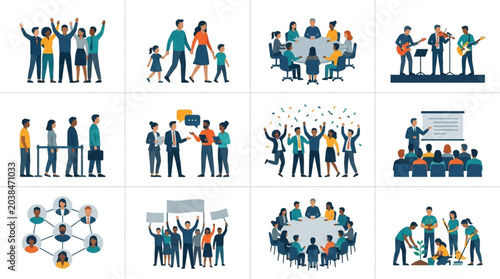 Diverse Group of People Engaged in Various Activities.