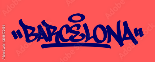 Canvas-taulu Barcelona city spain graffiti tag graphic displaying spanish Europe travel landmark word text for positive vibe sticker overlay urban hip hop subculture streetwear apparel design clip art