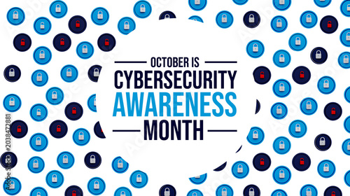 october is cybersecurity awareness month concept with lock icons background representing data protection online security privacy and cyber threat prevention