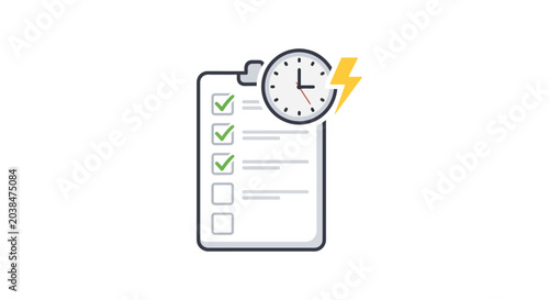 Fotografie A clipboard with a checklist and a clock icon representing fast task completion