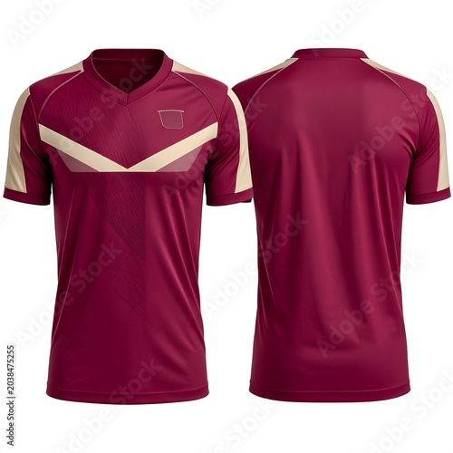 Two red long sleeve athletic shirts on white background.