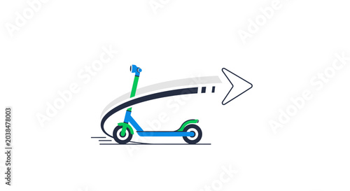 Bilde på lerret A flat vector illustration of a modern electric scooter moving forward quickly