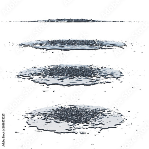Water puddle isolated transparent background photo realistic 3d rendering PNG 16 bit with alpha channel
