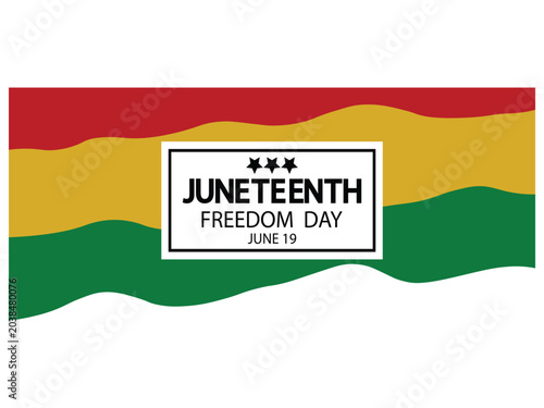 Juneteenth freedom day banner with red yellow and green wavy stripes