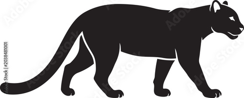 Photography Black panther silhouette walking minimalist vector illustration for wildlife nat