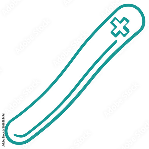 Disposable wooden spatula tongue depressor shown as a stripped-down clinical emblem covering pediatric throat checkups, oral inspection procedures, and sterile examination instrument sets for medical