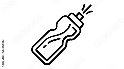 Professional sports water bottle squeeze vector icon, athletic hydration equipment illustration for gym workouts, sleek plastic beverage container graphic resource for active fitness design.