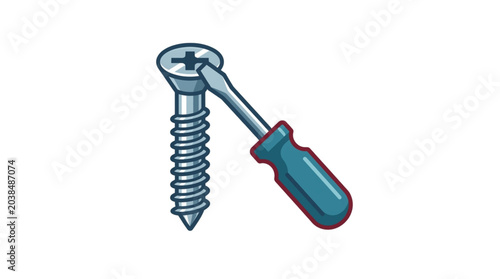 Tableau sur toile Close up of a metal screw being turned by a screwdriver.