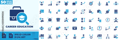 Bild auf Leinwand Career Education Solid Color Editable Icons set