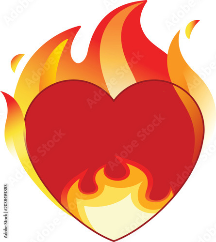 Fotografía heart on fire vector illustration