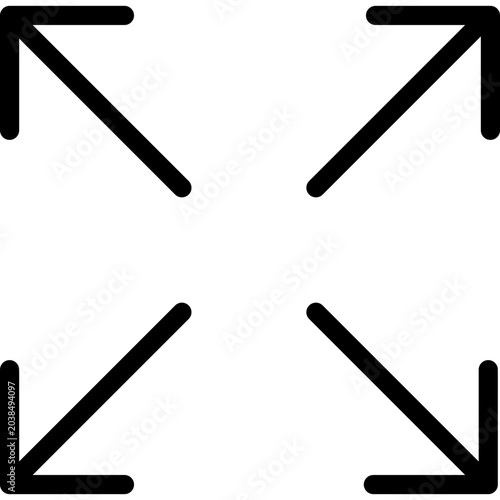 Fullscreen Expand Icon — Minimalist Black and White Vector Symbol for Maximize, Scale, Resize, and Full View Mode