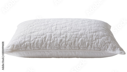 Fotografía White quilted pillow with textured surface and zipper detail