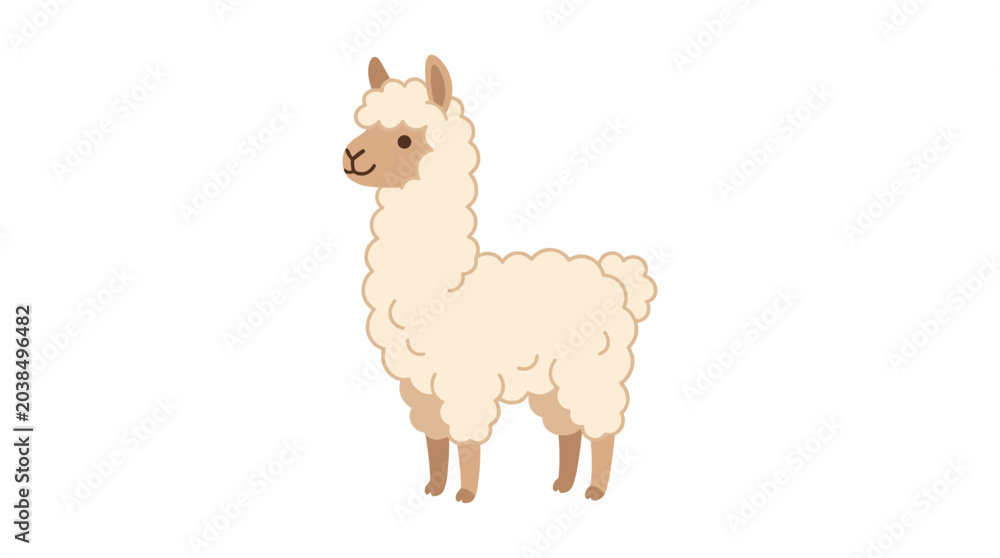 Obraz premium Cute cartoon llama illustration isolated on white background