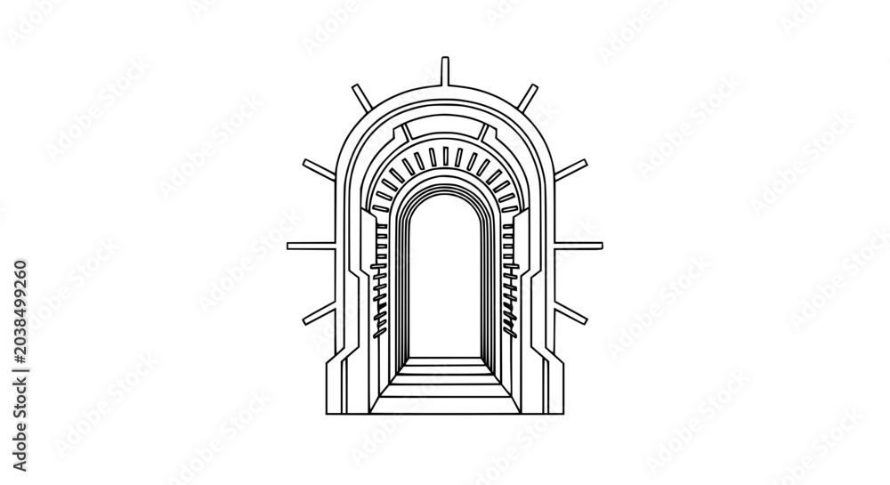 Fototapeta premium Futuristic Archway Entrance - Sci-Fi Architecture Outline