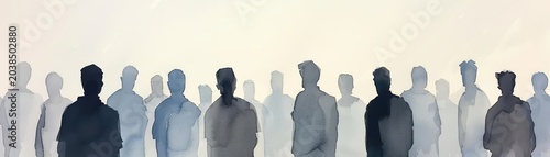 A Close-up Shot of a Watercolor silhouettes of a bustling cityscape with overlapping colors