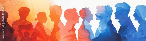 A Close-up Shot of a Watercolor silhouettes of a bustling cityscape with overlapping colors