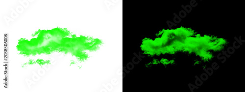 Foto Lime Green Glowing Smoke Vapor Horizontal on White and Black Background
