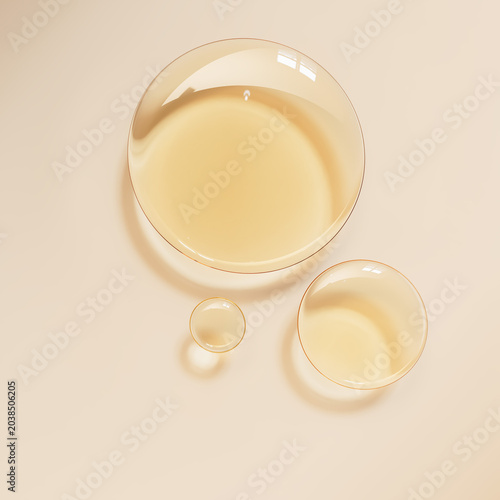 Foto Drops of marula oil, skin care hydration concept of cosmetic product, 3d renderi
