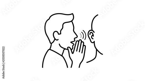 Obraz na plátně whispering person to ear silhouette whisper communication secret talk speech voi