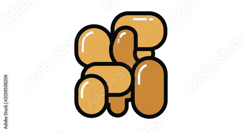 Group of brown rounded objects together.