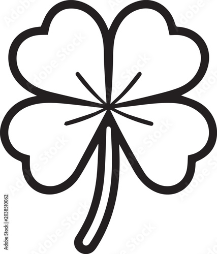 Photography A simple line art illustration of a four-leaf clover, symbolizing luck and good fortune