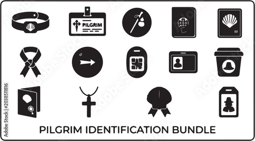 Canvas Print Pilgrim Identification Bundle Icon Set.