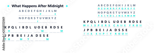 Fotografi Abstract representation of cryptogram puzzle on white background