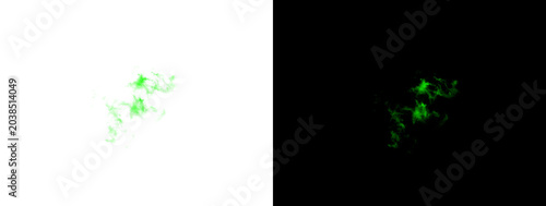 Foto Lime Green Glowing Fuzzy Indistinct Cluster on White and Black Background