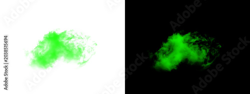 Foto Lime Green Glowing Swirling Smoke Cloud on White and Black Background