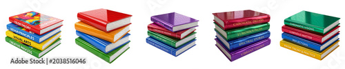 Cuadro en lienzo Professional Colorful Stacked Hardcover Book Collection Isolated on White Backgr