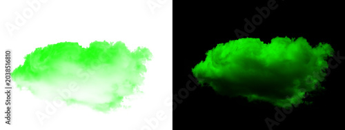 Foto Lime Green Glowing Organic Cloud Mass on White and Black Background