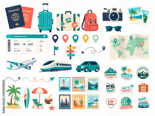 Explore the world with travel essentials luggage, tickets, and maps for your next adventure, capturing the essence of journey and discovery