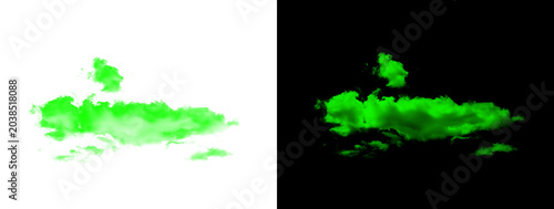 Foto Lime Green Glowing Wide Amorphous Mass with Protuberances on White and Black Bac