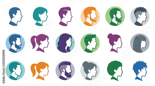 Diverse Human Profile Silhouettes Collection.