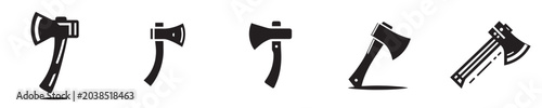 Bild auf Leinwand Diverse array of monochrome axe vector icons, symbolizing the concepts of lumber
