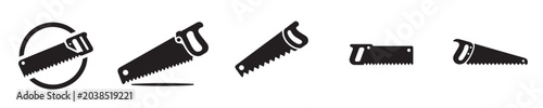 Quadro su tela Collection of Black Silhouette Icons Representing Different Types of Saws