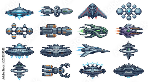 Photos Collection of futuristic alien spaceship designs and spacecraft.