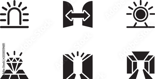 Bild auf Leinwand Brutalist black geometric icons for creative and finance UI design