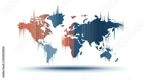 World map with abstract graphic elements.