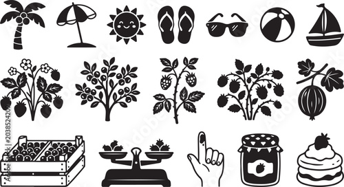 Canvas Print Black and white of animals, plants, and household birds insects flowers
