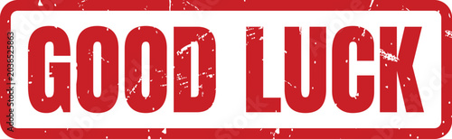 Foto A red weathered rubber stamp icon with good luck text for various creative desig