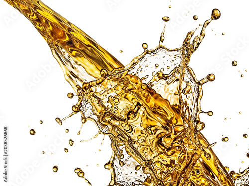 Golden Liquid Pouring with Dynamic Splash in Bright Light