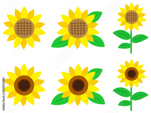 ヒマワリの花のイラスト素材セット4