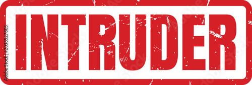 Bild auf Leinwand Red rubber stamp with the word intruder indicating unauthorized access for secur