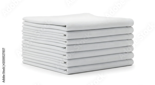 Stack of white fabric isolated on white background, top view