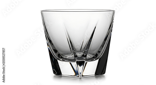 Clear glass drinking tumbler isolated on white background, barware