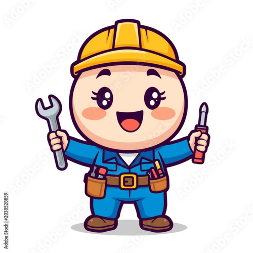 Cute Electrician Mascot Cartoon Character Vector Illustration
