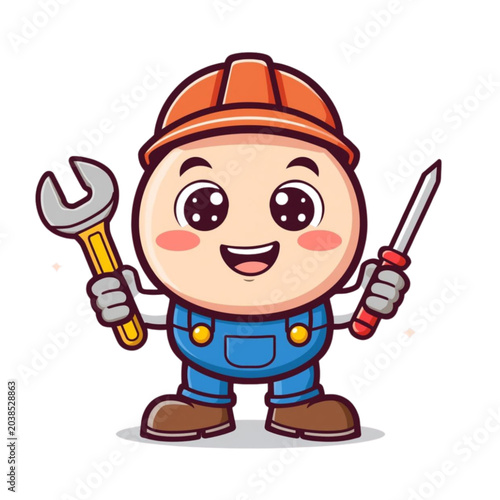 Cute Electrician Mascot Cartoon Character Vector Illustration